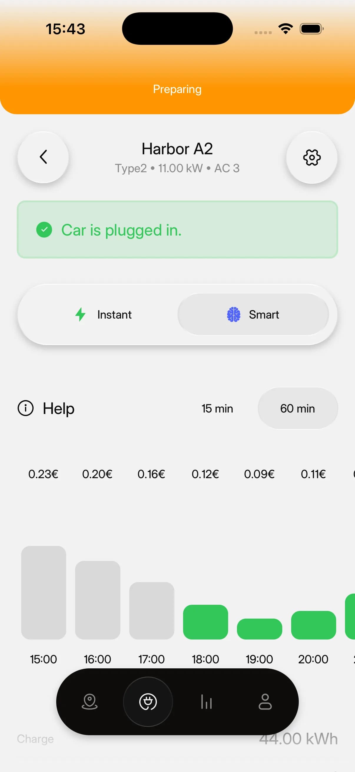 Smart charging in the app